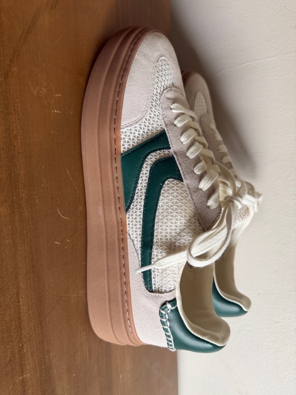Steve Madden White Leather Sneakers with Teal Accent
